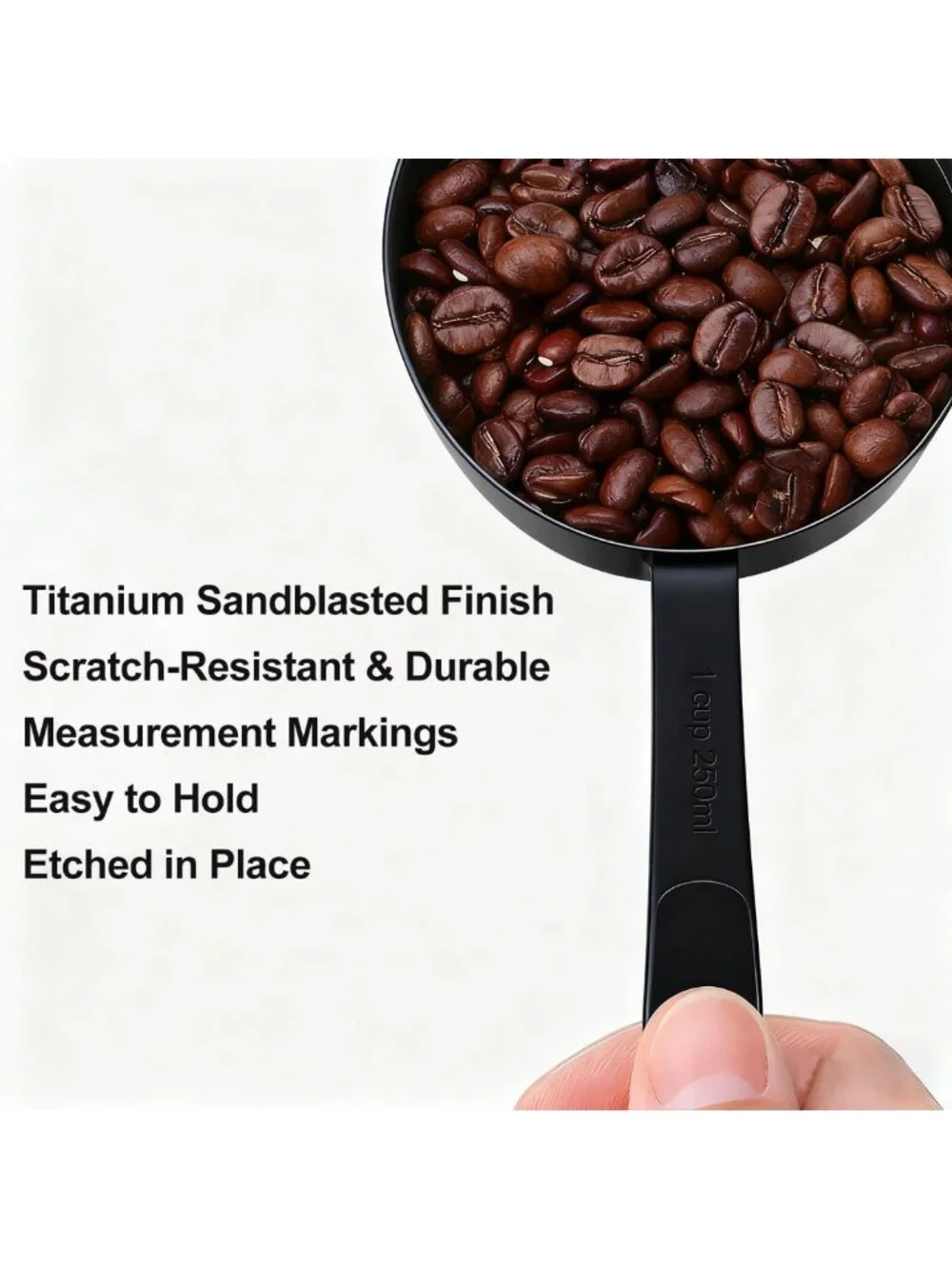 10-Piece Matte Black Measuring Cups & Spoons Set - Titanium-Plated Stainless